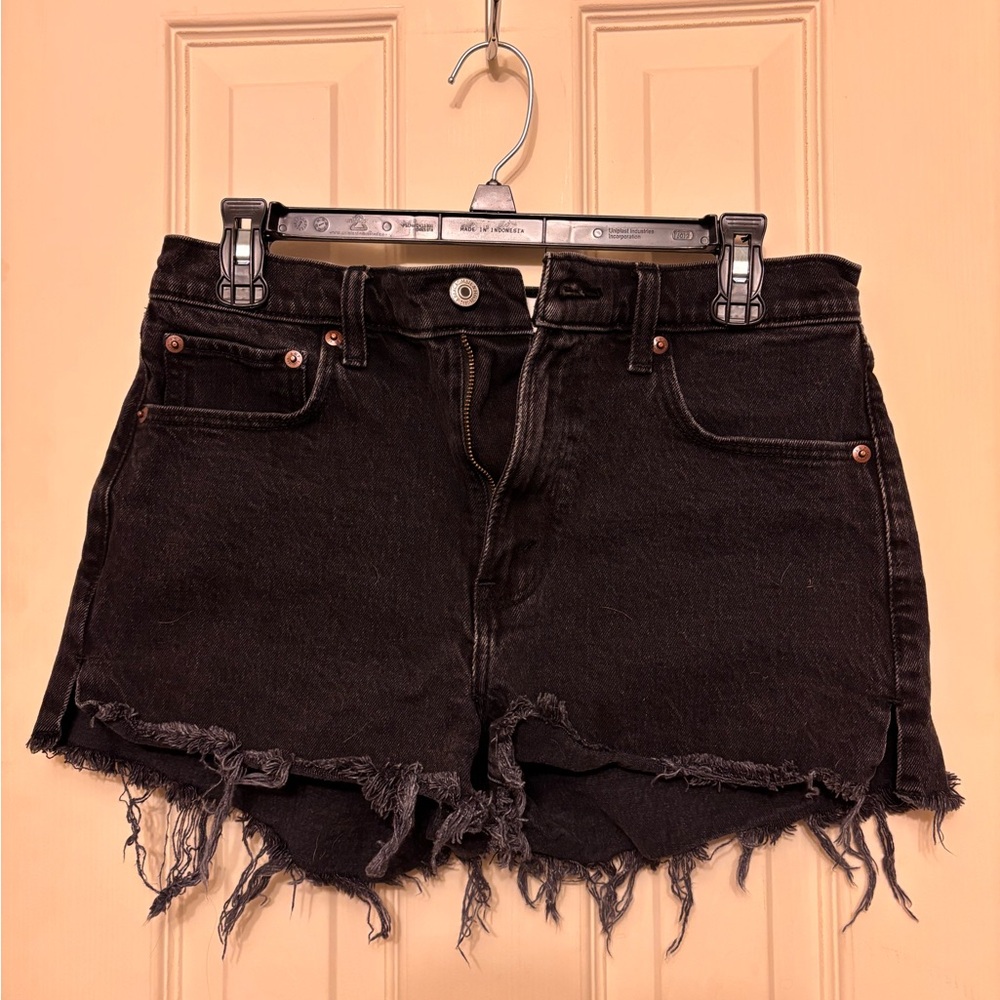 Abercrombie & Fitch Black Distressed Denim Shorts